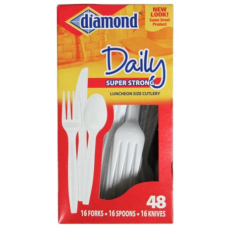 DIAMOND White Plastic Luncheon Size Heavy Duty Cutlery 48 pk, 48PK 4142600116